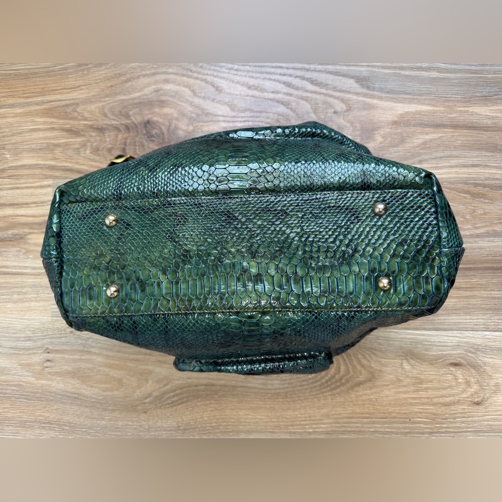 Vanity Firenze Green Python Embossed Leather Shou… - image 7